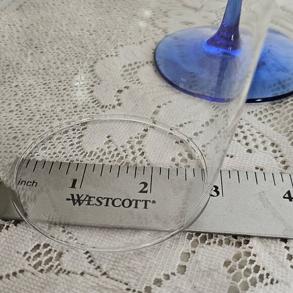 Vina Blue Libbey Red Wine Goblet 9" blown glass 17oz set of 2 stylish romantic - Picture 4 of 8